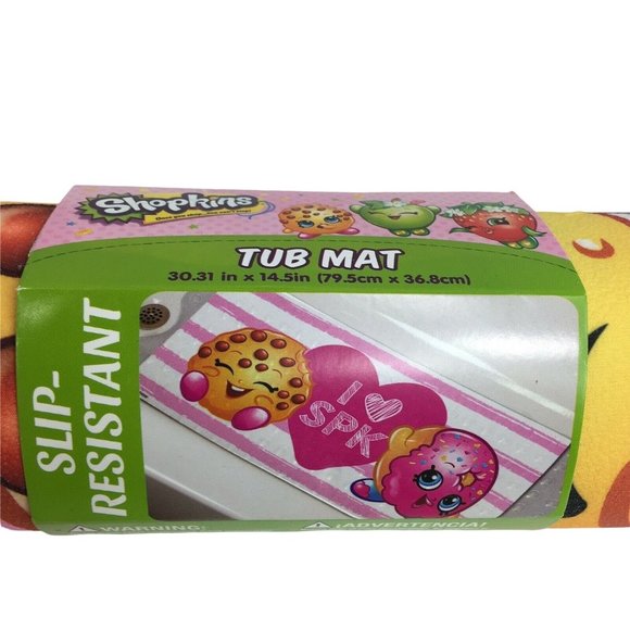 Shopkins Bath Tub Mat Slip Resistant Shower Chocolate Chip Cookie Donut Doughnut - Picture 1 of 12